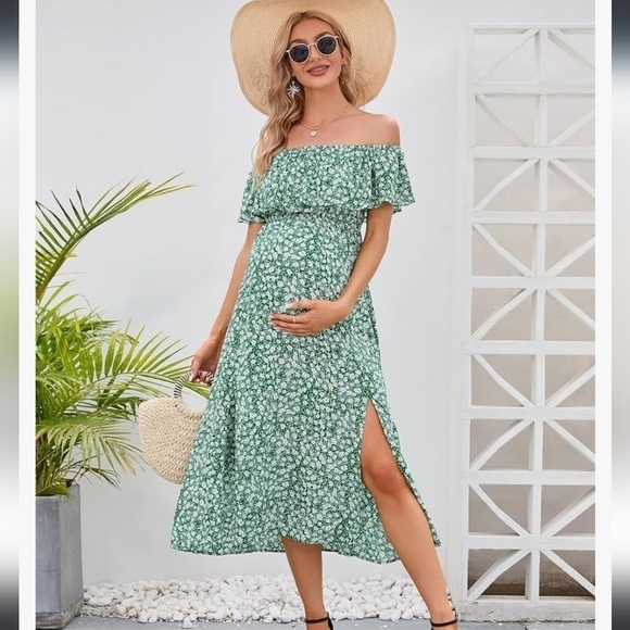 Coolmee Maternity Casual Floral Off Shoulder Sundress Size 2X - Picture 1 of 13